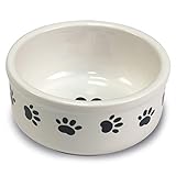 Arquivet Comedero, Bebedero de cerámica para Perro o Gato Estilo Huellas - Recipiente Comida para Mascotas - Plato alimentador de cerámico para Perros y Gatos - Cuenco para Perros y Gatos - 15 cm