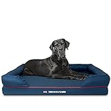The Dog's Bed Cama ortopédica para perros XXL Azul/Rojo Cama para perros de espuma viscoelástica impermeable