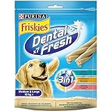 Purina Friskies Dental Fresh, Snack Dental, mal aliento para perro mediano y grande, 6 bolsas de 180g