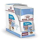 Royal CANIN Comida húmeda Puppy Medium Trozos de Carne en Salsa para Cachorros de Razas Medianas - Caja 10 x 140 gr (Bolsitas)